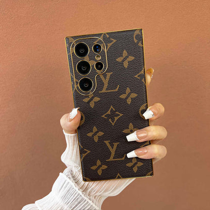 Casing pelindung Samsung mewah kulit bermerek fashion