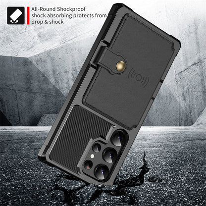 Casing ponsel Samsung berbahan kulit magnetik untuk mobil 