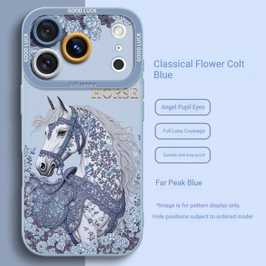 Classic Flower Horse Silicone Apple Phone Case