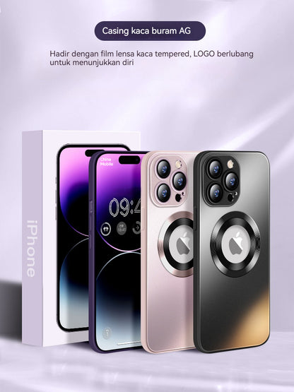 Casing iPhone magnetik kaca buram