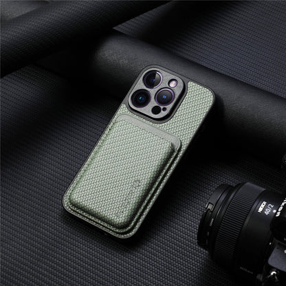 Tempat kartu magnetik bermotif serat casing ponsel Apple 