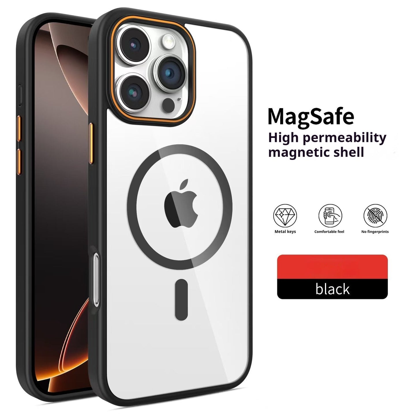 Casing iPhone magnetik warna kontras kuku cincin 