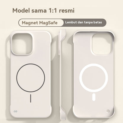 Casing ponsel Apple warna solid tanpa bingkai dengan lingkaran tipis dan magnet yang terasa di kulit