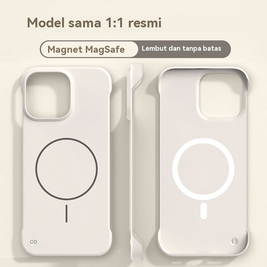 Casing ponsel Apple warna solid tanpa bingkai dengan lingkaran tipis dan magnet yang terasa di kulit