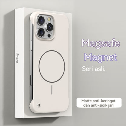 Casing ponsel Apple warna solid tanpa bingkai dengan lingkaran tipis dan magnet yang terasa di kulit