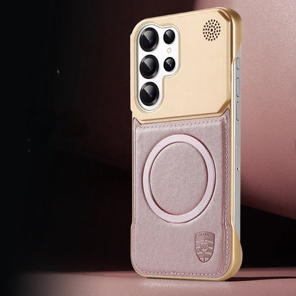Casing ponsel Samsung tanpa batas magnetik motif kulit aromaterapi