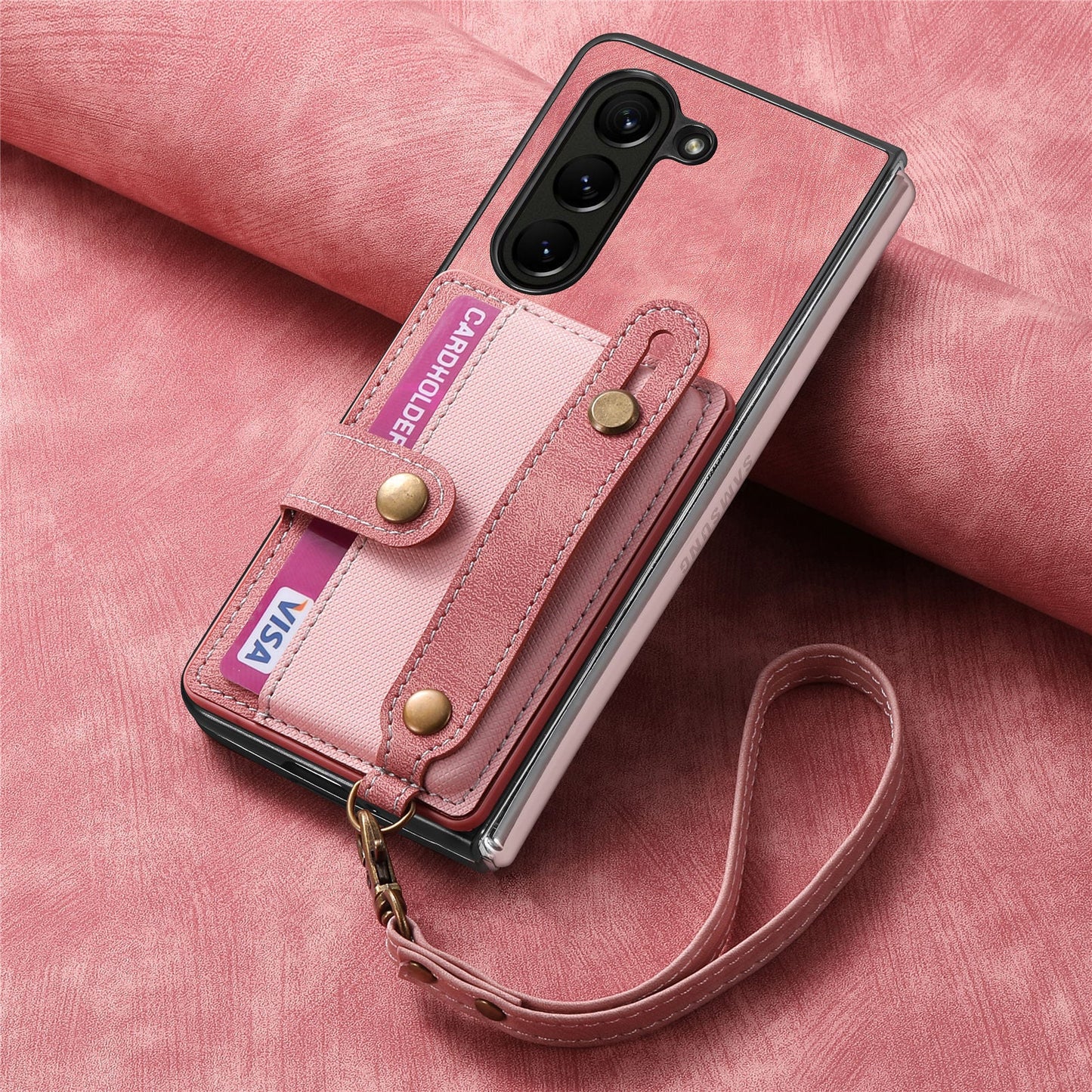 Gelang Tali Lanyard Slot Kartu Casing Kulit Casing Ponsel Samsung Z Fold 