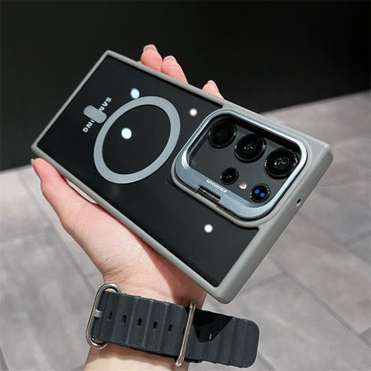 Casing ponsel Samsung magnetik braket logam tak terlihat 