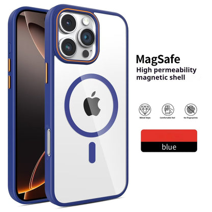 Casing iPhone magnetik warna kontras kuku cincin 