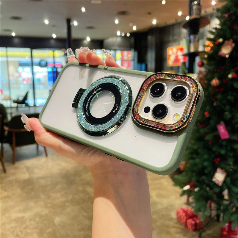 Casing ponsel Apple dengan braket magnet berkedip 