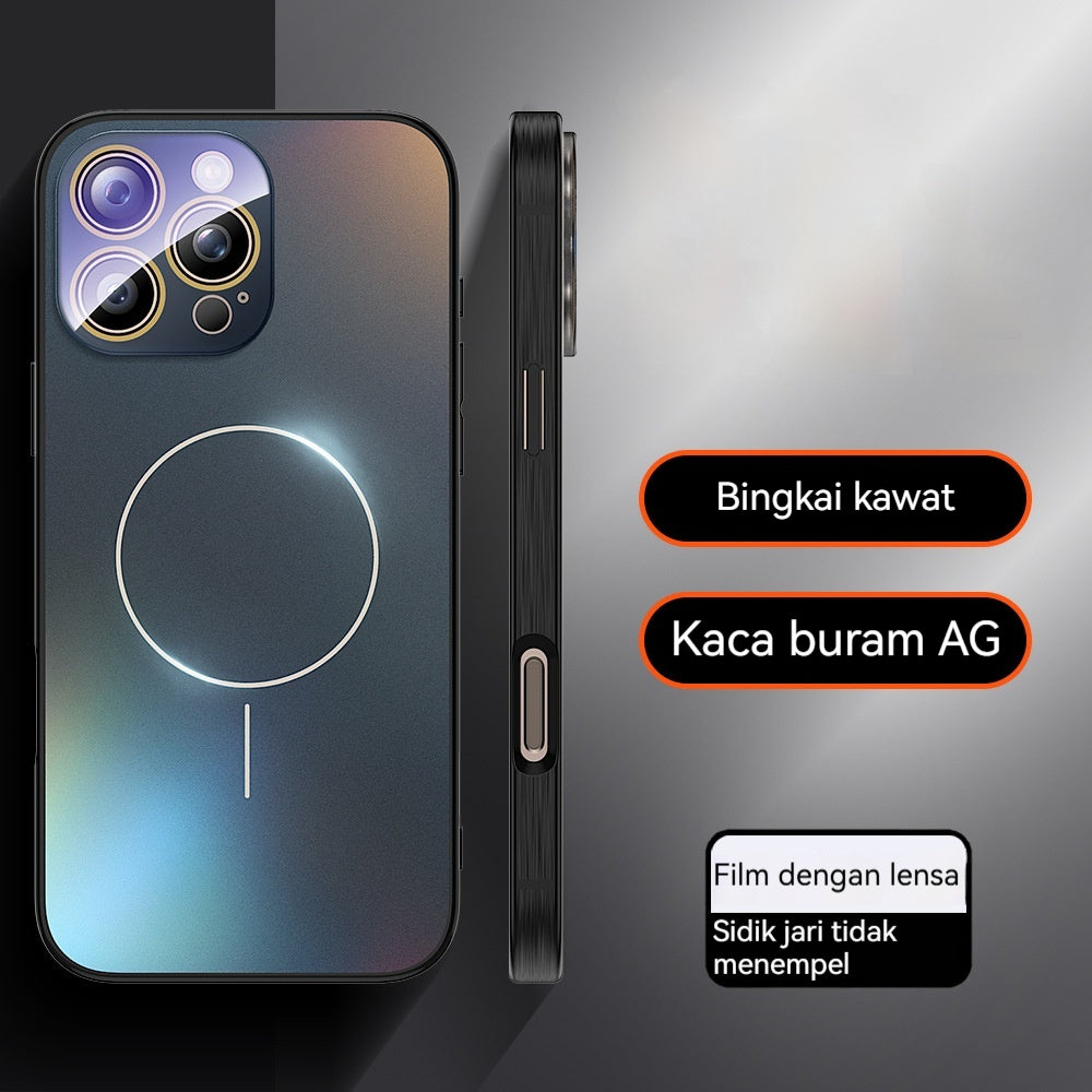 Casing ponsel Apple dengan penghisap magnetik lingkaran halus berlapis elektro AG