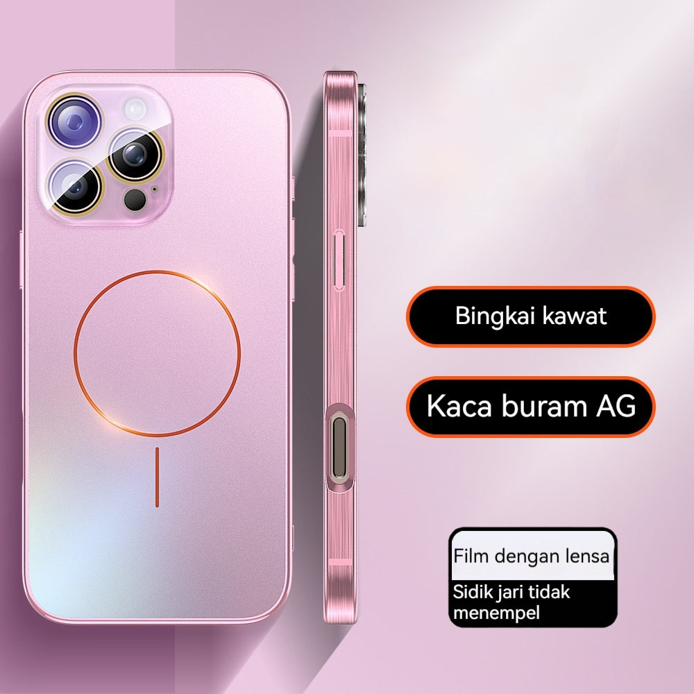 Casing ponsel Apple dengan penghisap magnetik lingkaran halus berlapis elektro AG