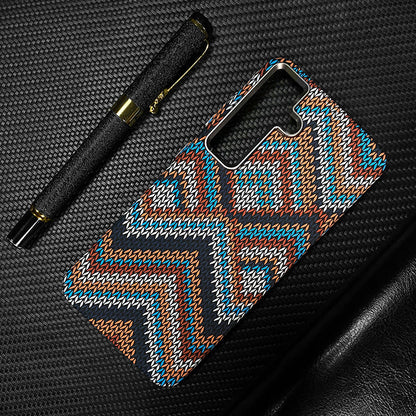 Casing Ponsel Magnetik Samsung Serat Karbon Kevlar Bercahaya 