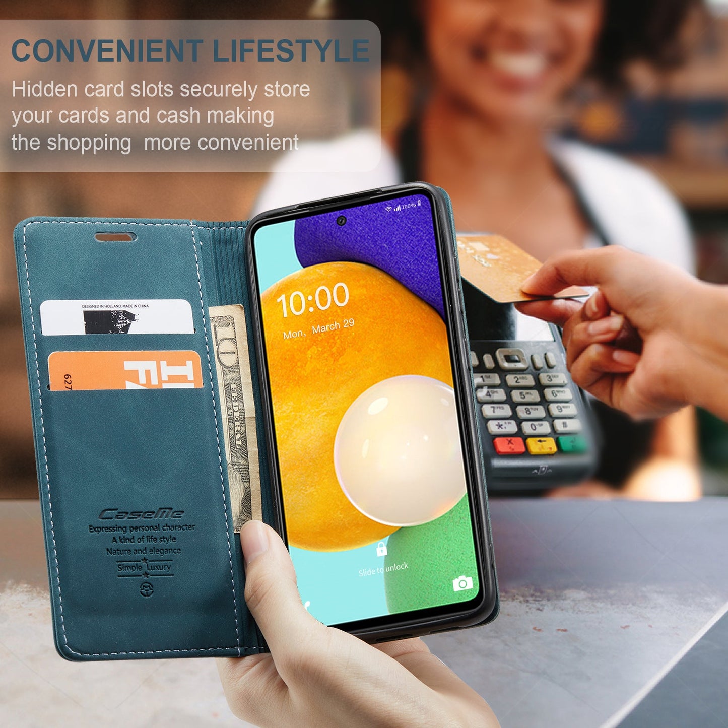 Casing Dompet Kulit Mewah untuk Galaxy 
