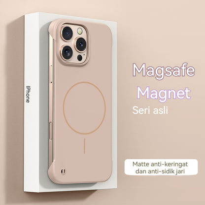 Casing ponsel Apple warna solid tanpa bingkai dengan lingkaran tipis dan magnet yang terasa di kulit