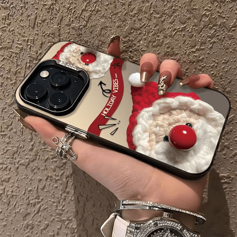 Cute red-nosed Santa Claus Apple phone case
