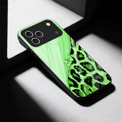 Casing Ponsel Apple Kaca Motif Macan Tutul Mengkilap