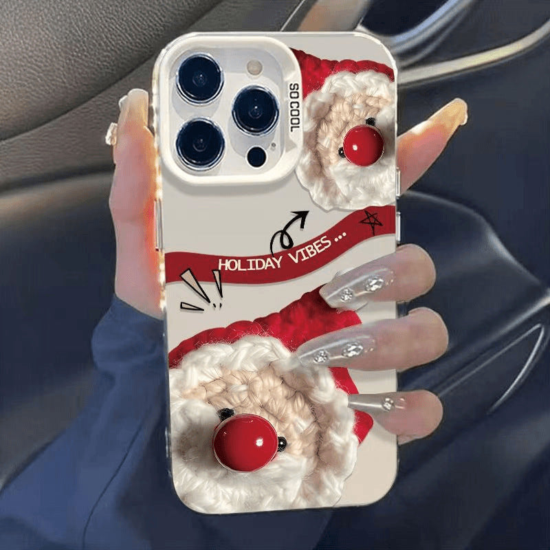 Cute red-nosed Santa Claus Apple phone case