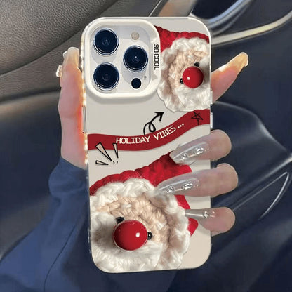 Cute red-nosed Santa Claus Apple phone case