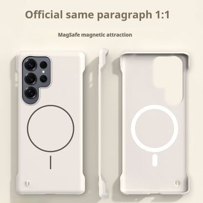 Casing ponsel Samsung tanpa bingkai warna solid dengan lingkaran tipis dan magnet yang terasa di kulit