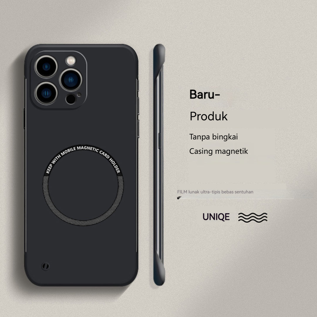 Casing Ponsel Magnetik PC Keras Ultra Tipis Tanpa Bingkai untuk iPhone 