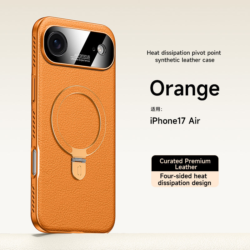 Vegan Leather Stand Magnetic Apple Phone Case