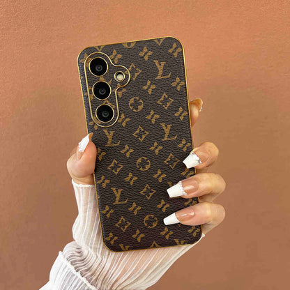 Casing pelindung Samsung mewah kulit bermerek fashion