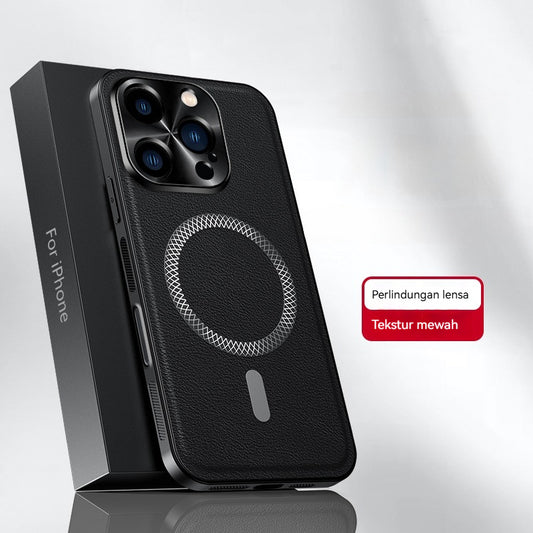 Casing ponsel Apple kulit warna solid kelas atas