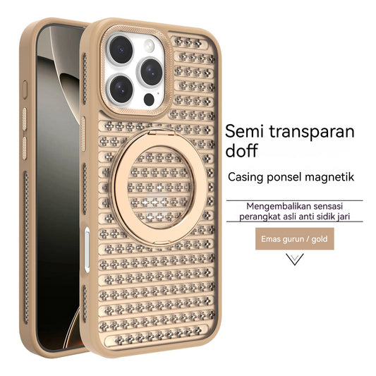 Casing iPhone magnetik dengan sirkulasi udara yang baik dan menyerap panas, sehingga nyaman di kulit