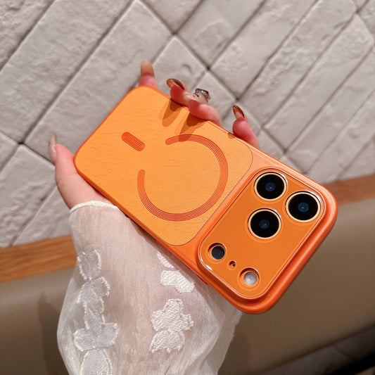 Vegan leather magnetic full-coverage phone case