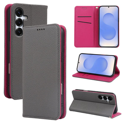 Casing ponsel Samsung flip magnetik kuat motif leci dua warna