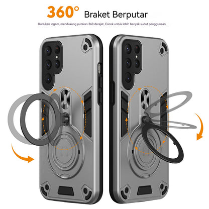 Casing ponsel Samsung anti jatuh dengan braket putar logam
