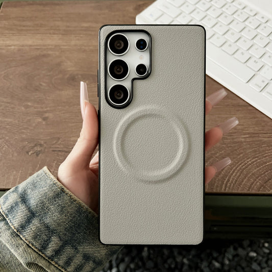 Casing ponsel magnetik Samsung berbahan kulit polos