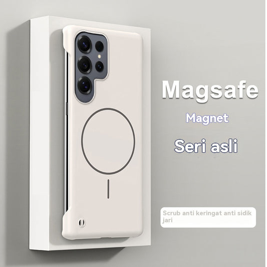Casing ponsel Samsung tanpa bingkai warna solid dengan lingkaran tipis dan magnet yang terasa di kulit