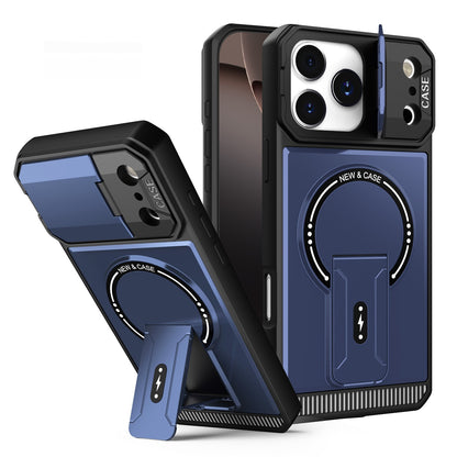 Casing ponsel Apple magnetik dengan braket anti jatuh empat sudut