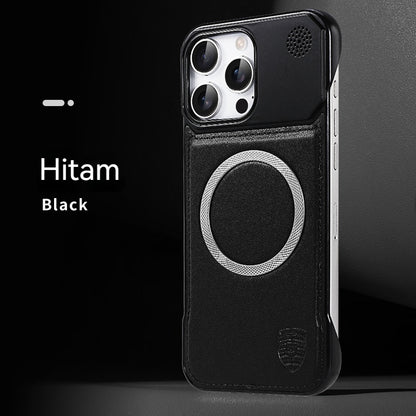 Casing iPhone magnetik tanpa batas dengan motif kulit aromaterapi
