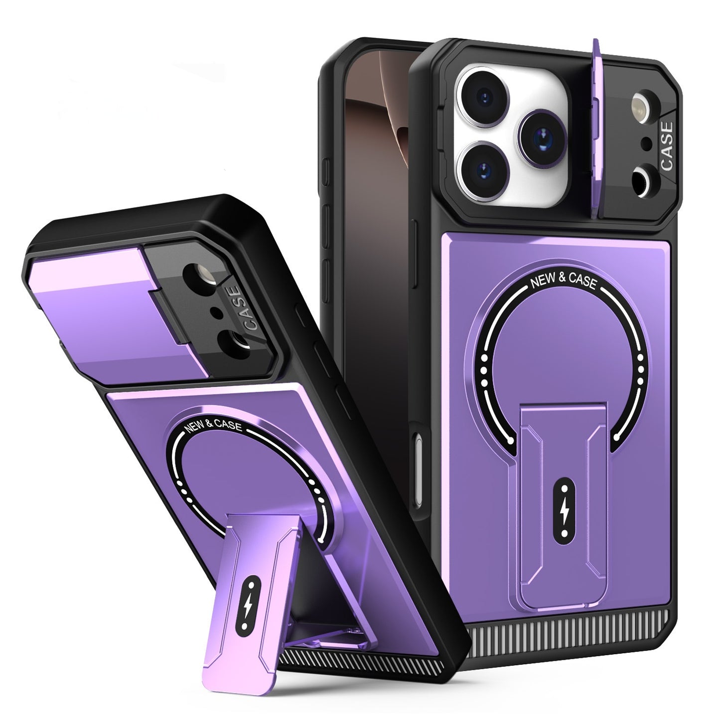 Casing ponsel Apple magnetik dengan braket anti jatuh empat sudut