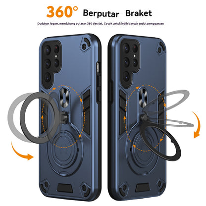 Casing ponsel Samsung anti jatuh dengan braket putar logam