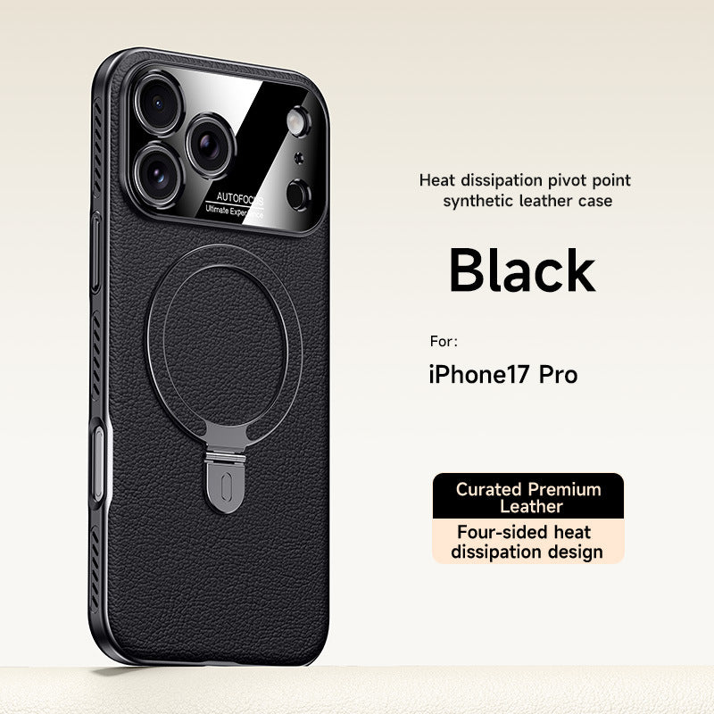 Vegan Leather Stand Magnetic Apple Phone Case