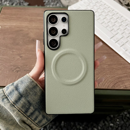Casing ponsel magnetik Samsung berbahan kulit polos