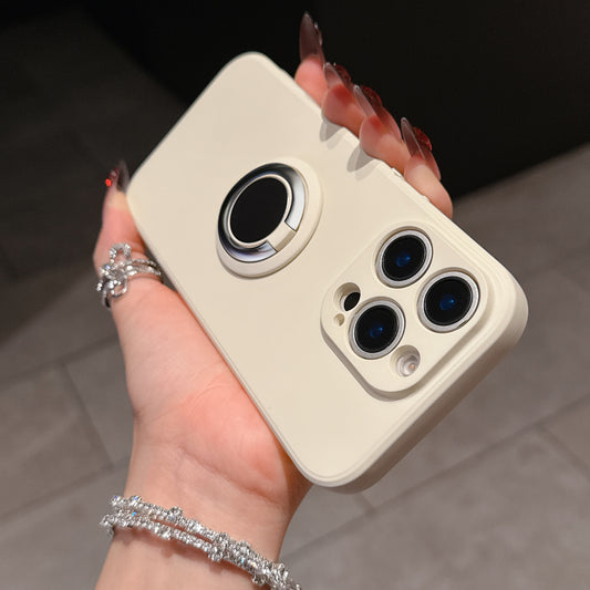 Casing Ponsel Apple dengan Dudukan Cincin Silikon Cair