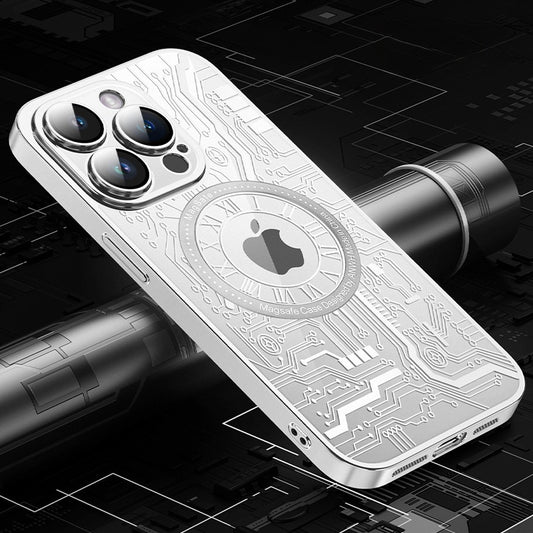 Casing iPhone magnetik berpola papan sirkuit PC berlapis elektro