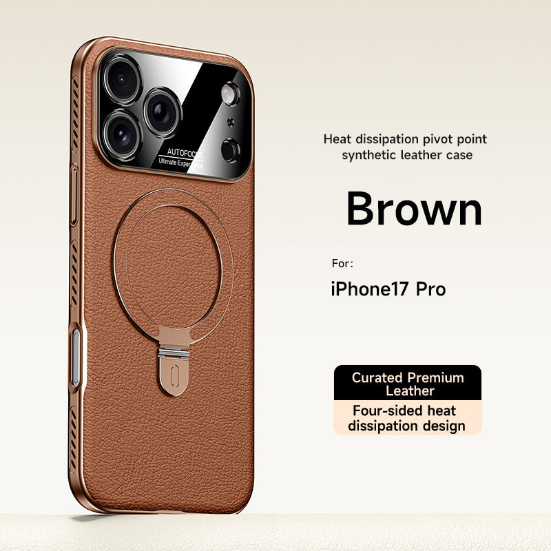 Vegan Leather Stand Magnetic Apple Phone Case