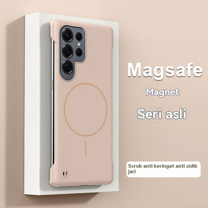 Casing ponsel Samsung tanpa bingkai warna solid dengan lingkaran tipis dan magnet yang terasa di kulit
