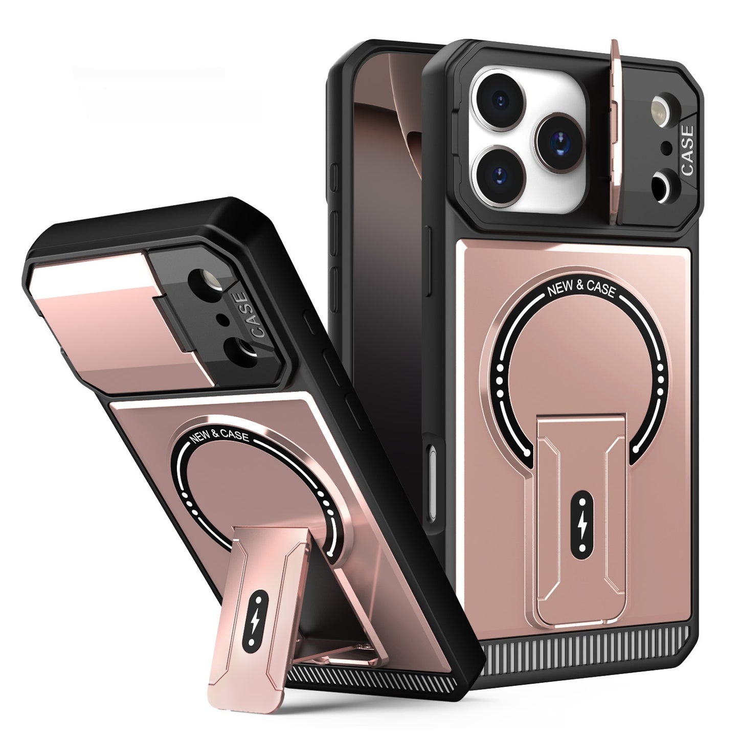 Casing ponsel Apple magnetik dengan braket anti jatuh empat sudut