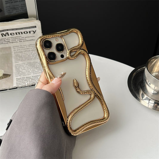 Casing ponsel Apple ular berongga matte tiga dimensi dengan lapisan elektro