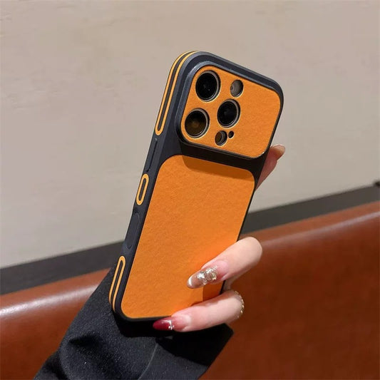 Vegan leather large window Apple phone case