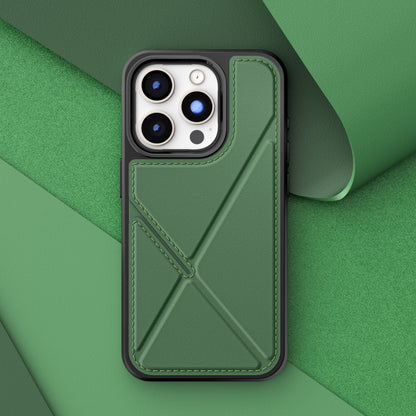 Deformable leather card holder Apple phone case