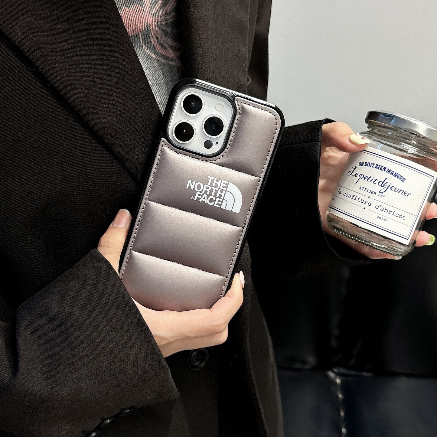 Large-hole cotton-filled down iPhone case