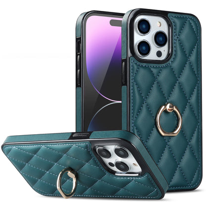 Side-patterned leather checkered stand Apple phone case